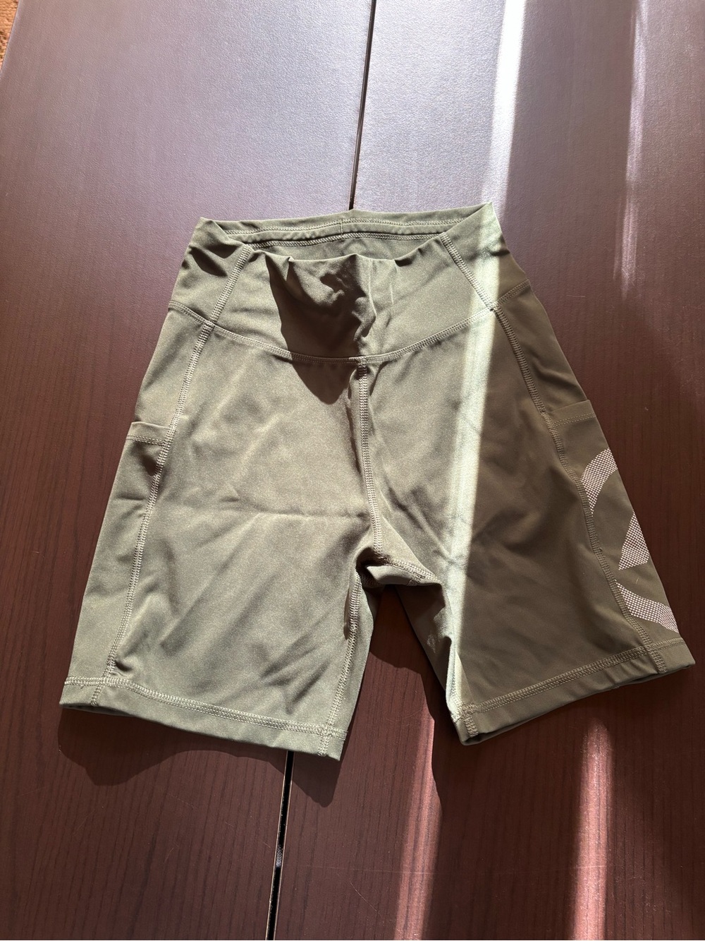Virus Womens Spandex Shorts Small Olive Green